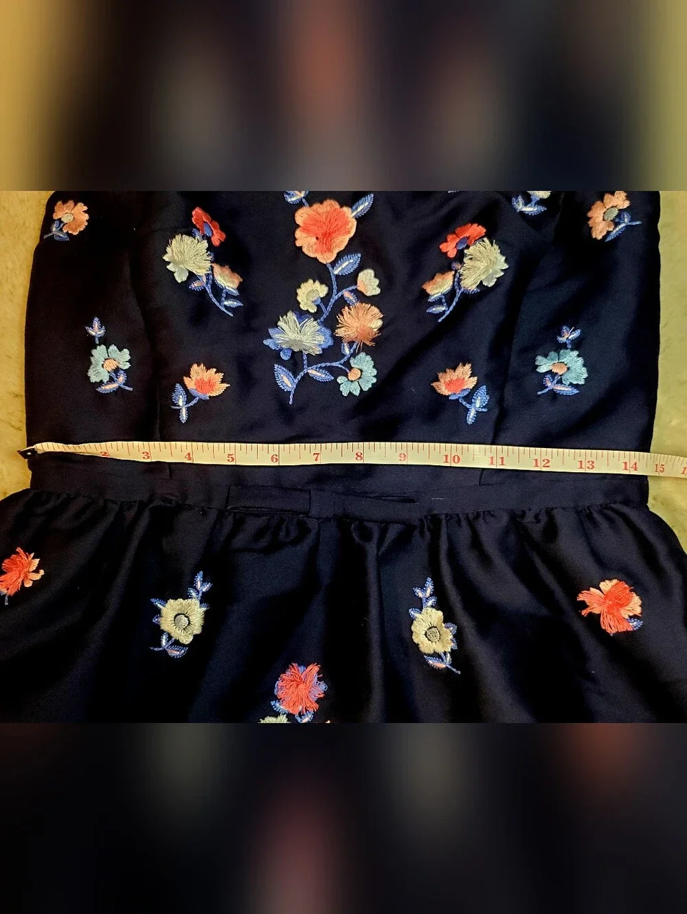 Kate Spade Pom Embroidered Floral Halter Dress Navy Size 8 Wedding Guest Hampton